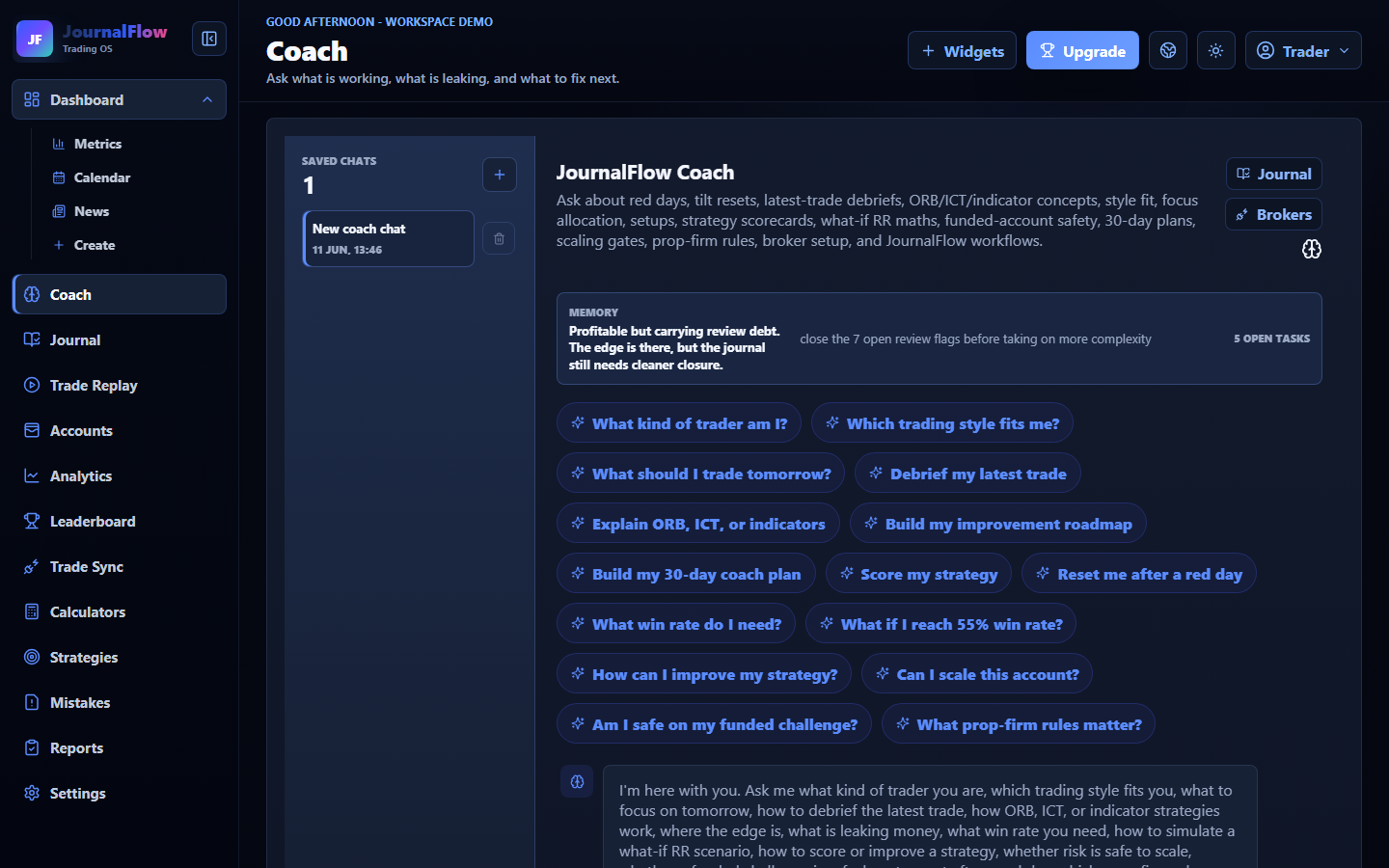 Current JournalFlow Coach screenshot